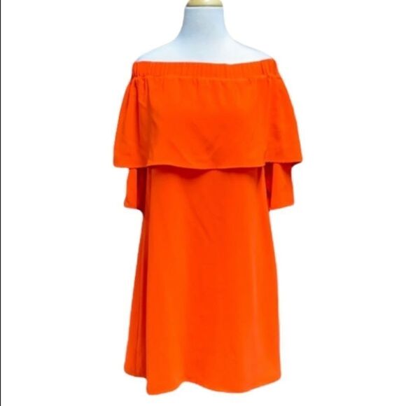 Love First Sight Orange S/S Off shoulder Dress L - Picture 1 of 9